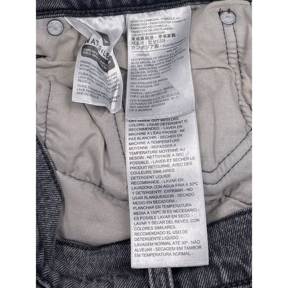 LEVI'S 501 Womens 30x26 Gray Denim Raw Hem Cropped Button-Fly JEANS EUC - Picture 6 of 7